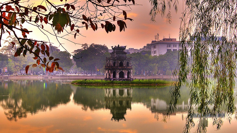 The-turtle-tower-on-Sword-Lake-symbol-of-Hanoi